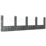Cumpara ieftin Coș gabion &icirc;n formă de U cu 5 st&acirc;lpi, 500x20x150 cm, fier