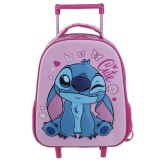 Ghiozdan Troler Gradinita Roz Bleu cu Model 3D Stitch