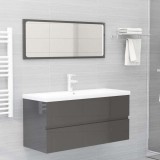 Set mobilier de baie, 2 piese, gri extralucios, PAL