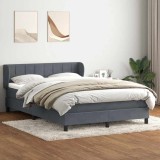 vidaXL Pat box spring cu saltea, gri &icirc;nchis, 140x220 cm, catifea 3317566
