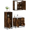 Gossi set mobilier de baie, 3 piese, stejar fumuriu, lemn prelucrat