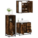 Gossi set mobilier de baie, 3 piese, stejar fumuriu, lemn prelucrat