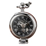 Ceas de buzunar Gorben PM229 Argintiu - Skeleton Mecanic, Afisaj cu Cifre Romane, Cu Lant Vintage Retro
