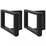 VidaXL Picioare pentru măsuță de cafea &icirc;n formă de T, 2 buc., negru, 40x25x(30-31) cm, oțel
