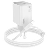 &nbsp;Incărcător retea cu porturi duale de tip C, 45 W, mufă UE, set cu cablu de 1 m de la Type-C la Lightning sau de la Type-C la Type-C - USB-C