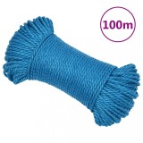 VidaXL Fr&acirc;nghie de lucru, albastru, 6 mm, 100 m, polipropilenă