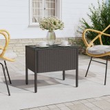Cumpara ieftin Masă laterală negru 53x37x48 cm poliratan sticlă securizată