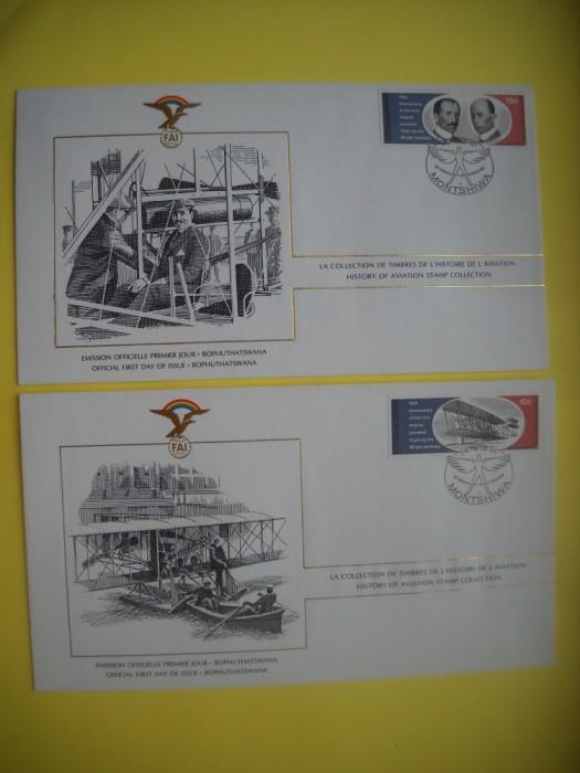 HOPCT PLIC FDC S NR 1001 SET 2 FDC-BOPHUTHATSWANA -AFRICA-ISTORIA AVIATIEI -FAI -FEDERATIA AERONAUTICA INTERNATIONALA-AVION / AVIATIE 1978
