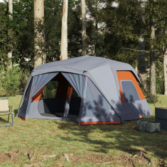 Cort de camping, 10 persoane, gri si portocaliu, 443x437x229 cm