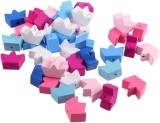 Margele coroana colorate din lemn pentru activitati crafts,10 bucati set, 16x12 mm
