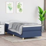 VidaXL Pat box spring cu saltea, albastru, 90x190 cm, textil