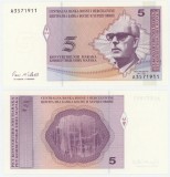 BOSNIA HERTEGOVINA █ bancnota █ 5 Konvertibilnih Marka █ 1998 █ P-61 █ BiH █ UNC █ necirculata