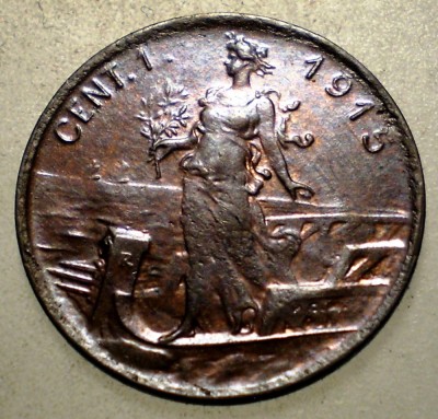 E.139 ITALIA VITTORIO EMANUELE III 1 CENTESIMO 1915 R XF/AUNC foto