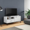 VidaXL Comodă TV cu picioare metalice &bdquo;OSLO&rdquo;, alb, lemn masiv pin