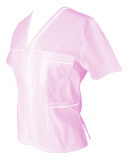 Halat Medical Pe Stil, Roz deschis cu Fermoar si garnitura alba, Model Adelina - 2XL