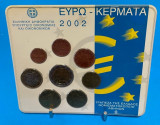 GRECIA 2002 - Set monetarie 1 cent-2 euro - blister - usor ingalbenit, Europa