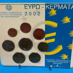 GRECIA 2002 - Set monetarie 1 cent-2 euro - blister - usor ingalbenit