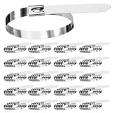 Cumpara ieftin Set 100 coliere metalice inox 400 mm, bride autoblocante din otel inoxidabil pentru prinderea cablurilor, furtunurilor, conductelor si tevilor, rezist