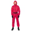 Costum Jocul Calamarului Adulti Rosu - Squid Game XS (38-40) Netflix Combinezon cu Gluga si Centura Carnaval Halloween