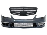 Bara Fata Mercedes S-Class W221 (2005-2012) S63 S65 Design cu Grila Centrala Negru Lucios