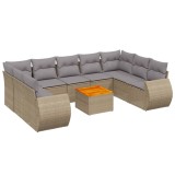 Cumpara ieftin Set canapele de gradina cu perne, 10 piese, bej, poliratan