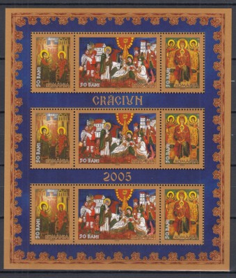 ROMANIA 2005 LP 1704 CRACIUN 2005 BLOC DANTELAT MNH foto