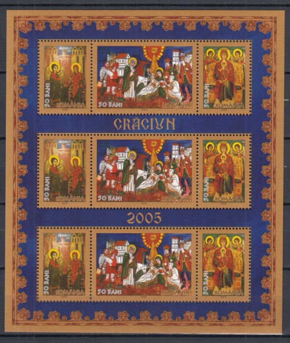 ROMANIA 2005 LP 1704 CRACIUN 2005 BLOC DANTELAT MNH