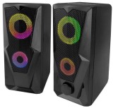 Boxe 6W USB 2.0 cu LED RGB, Esperanza Rainbow BAILA, cablu 120 cm, control volum, negre