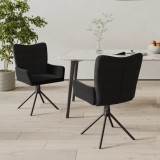 VidaXL Scaune de bucătărie pivotante, 2 buc., negru, catifea
