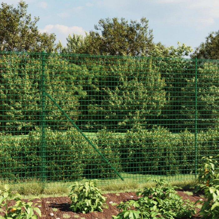 vidaXL Gard plasă de s&acirc;rmă, verde, 2,2x25 m, oțel galvanizat