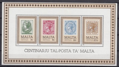 Malta 1985 - CENTENARUL POSTEI - BL - MNH foto
