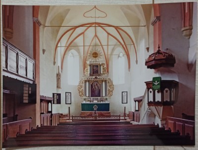 Interiorul Bisericii Evanghelica Saschiz// fotografie de presa anii &amp;#039;90-2000 foto