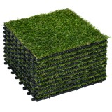Outsunny Gazon Sintetic 10 Piese Covoraș Gazon Artificial 30x30 cm cu &Icirc;nălțimea Firului de Iarbă 20 mm și Anti-UV Verde &Icirc;nchis | Aosom Romania