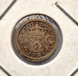 Indiile Olandeze de Est 1/10 Gulden 1914 moneda din argint km # 311 AG. 720 Wilhelmina, Europa