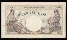 ROMANIA 500 LEI - 1926 . Frumoasa si data ft rara ! Varianta &quot; Rita &quot;
