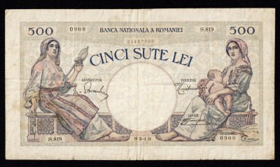 ROMANIA 500 LEI - 1926 . Frumoasa si data ft rara ! Varianta &amp;quot; Rita &amp;quot; foto