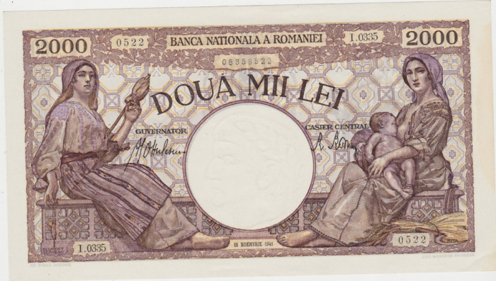 ROMANIA 2000 LEI 1941 aUNC+