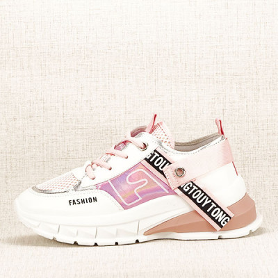Sneakers alb cu roz Mara M4 foto