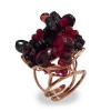 Inel Argint 925 placat aur roz, reglabil, agat negru &amp; rubiniu, Unique, handmade, design italian