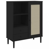 Cumpara ieftin Dulap inalt SENJA aspect ratan negru, 90x40x112cm