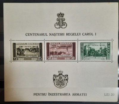 Timbre 1939 Centenarul naşterii Regelui Carol I MNH cu supratipar foto