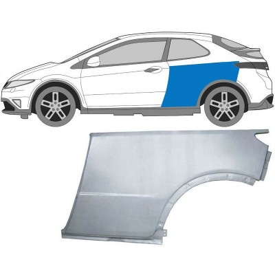 Segment aripa spate HONDA CIVIC (FN/FK) (Hatchback), 10.2005-09.2011, cu 3 usi, spate, partea stanga, mare; otel galvanizat foto