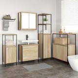 Set mobilier baie, 5 piese, stejar sonoma, lemn prelucrat