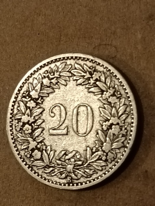 20 rappen 1891. [poze]. Tiraj = 1.000.000. Discount conform descriere [10 - 20 %. Vezi descrierea]. (1891a)