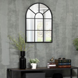 HOMCOM Oglinda de perete moderna arcuita, 70 x 50 cm oglinzi fereastra pentru sufragerie, dormitor, negru