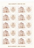 BUCURESTI 550 ANI,SET MINICOL DE 10 TIMBRE,2009,Lp.1845e, MNH ** ROMANIA., Istorie, Nestampilat