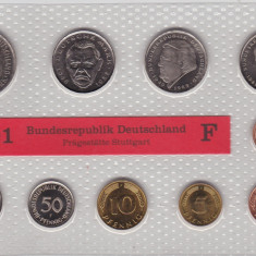 GERMANIA SET MONETARIE 1,2,5,10,50 PFENNIG 1,2,5 MARK 12.68 DM LIT. F 2001 UNC
