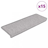 VidaXL Covoraș scări autoadeziv 15 buc platină 65x21x4 cm aspect sisal