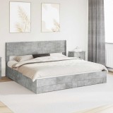 vidaXL Cadru de pat cu depozitare și tăblie Gri Beton 180 x 200 cm 3414440