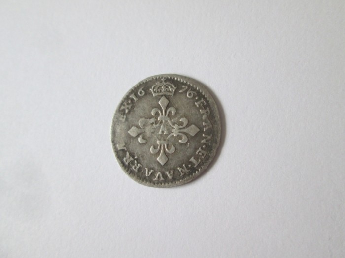 Rara! Franta 4 Sols 1676 argint Ludovic al XIV-lea ,,Regele Soare&quot;